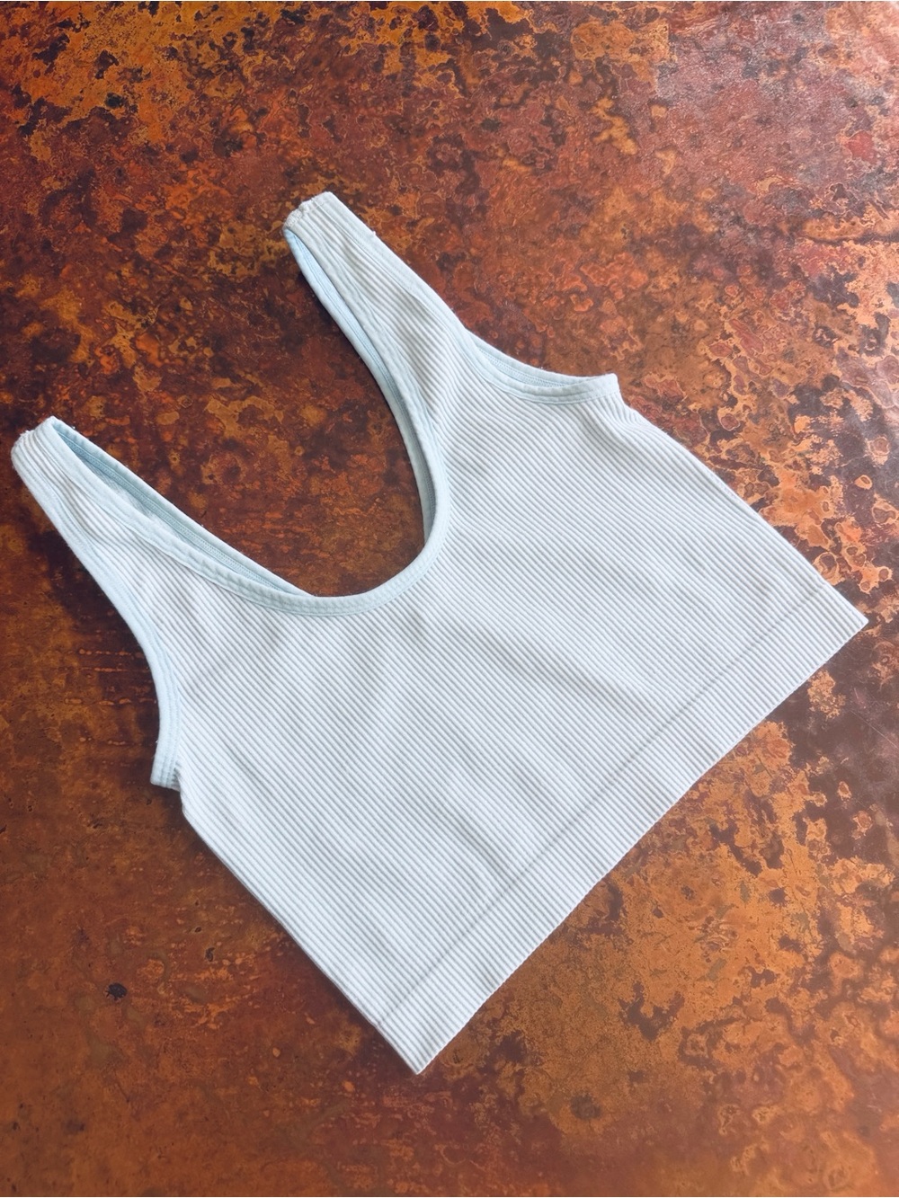 Colsie Light Sky Blue Reversible Ribbed Scoop Crop Tank Bralette-Small
